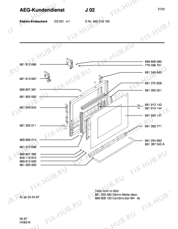 Взрыв-схема плиты (духовки) Aeg ES 501-M - Схема узла Section2